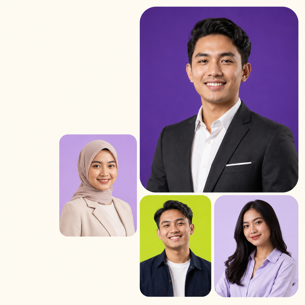 Empat profesional muda Indonesia dalam foto profil profesional
